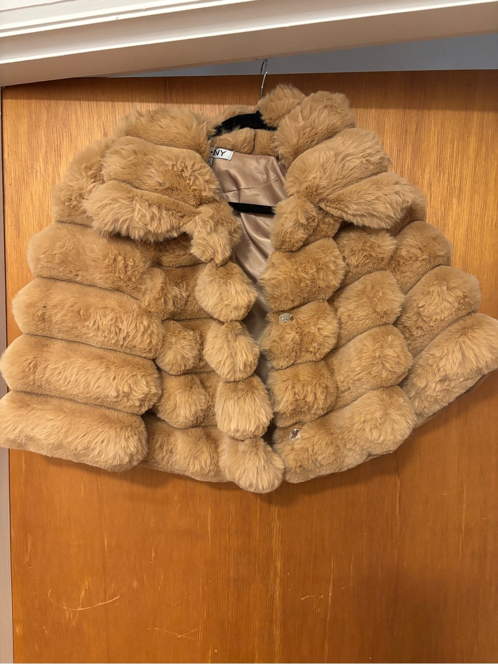 Plush Faux Fur Coat - Camel